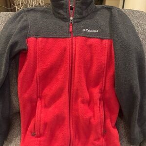 Columbia charcoal and red Fleece Jacket